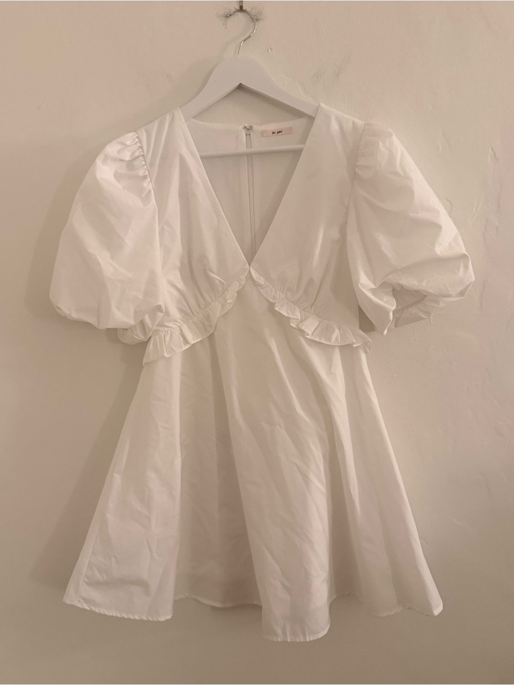 White Puff Sleeve Babydoll Dress